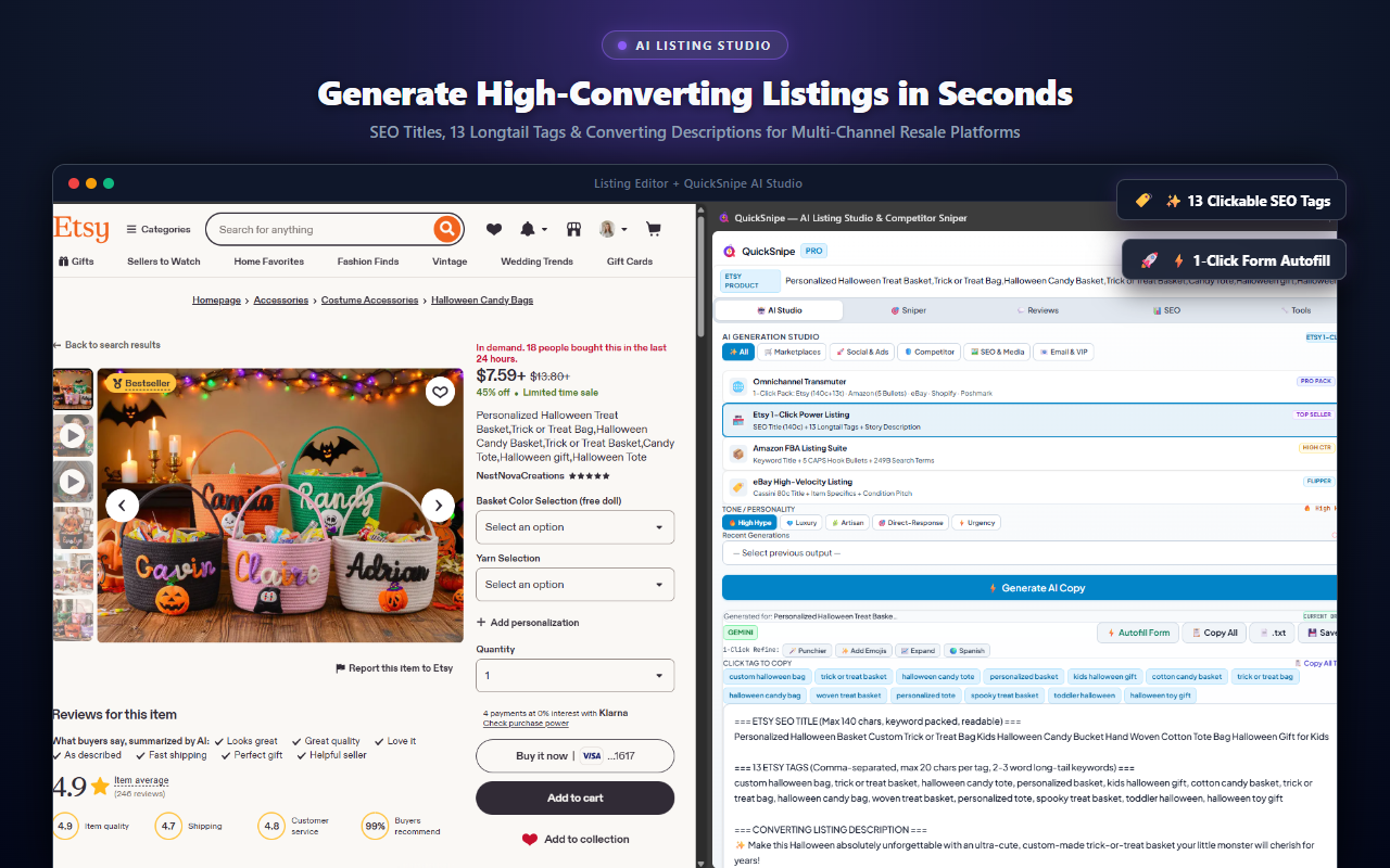 QuickSnipe preview interface